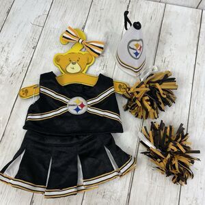 Build a Bear Workshop Pittsburgh Steelers Cheerleader Outfit Pom Pom’s M…
